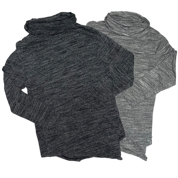 Bundle of 1-Gray & 1-Black Heather Layered Maternity/Nursing Tops - Picture 1 of 9